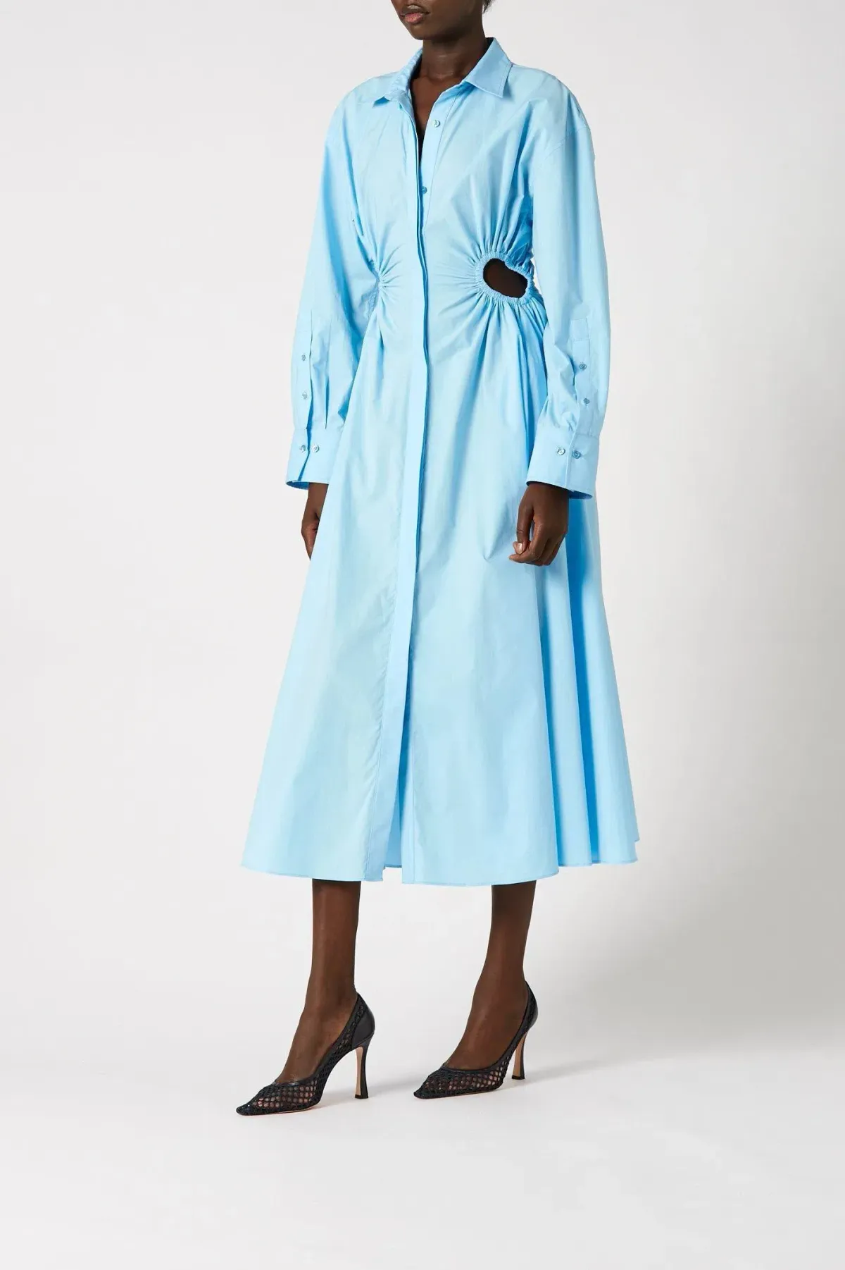 Scanlan Theodore Cut Out Shirt Dress Blue Size 8  - Image 1