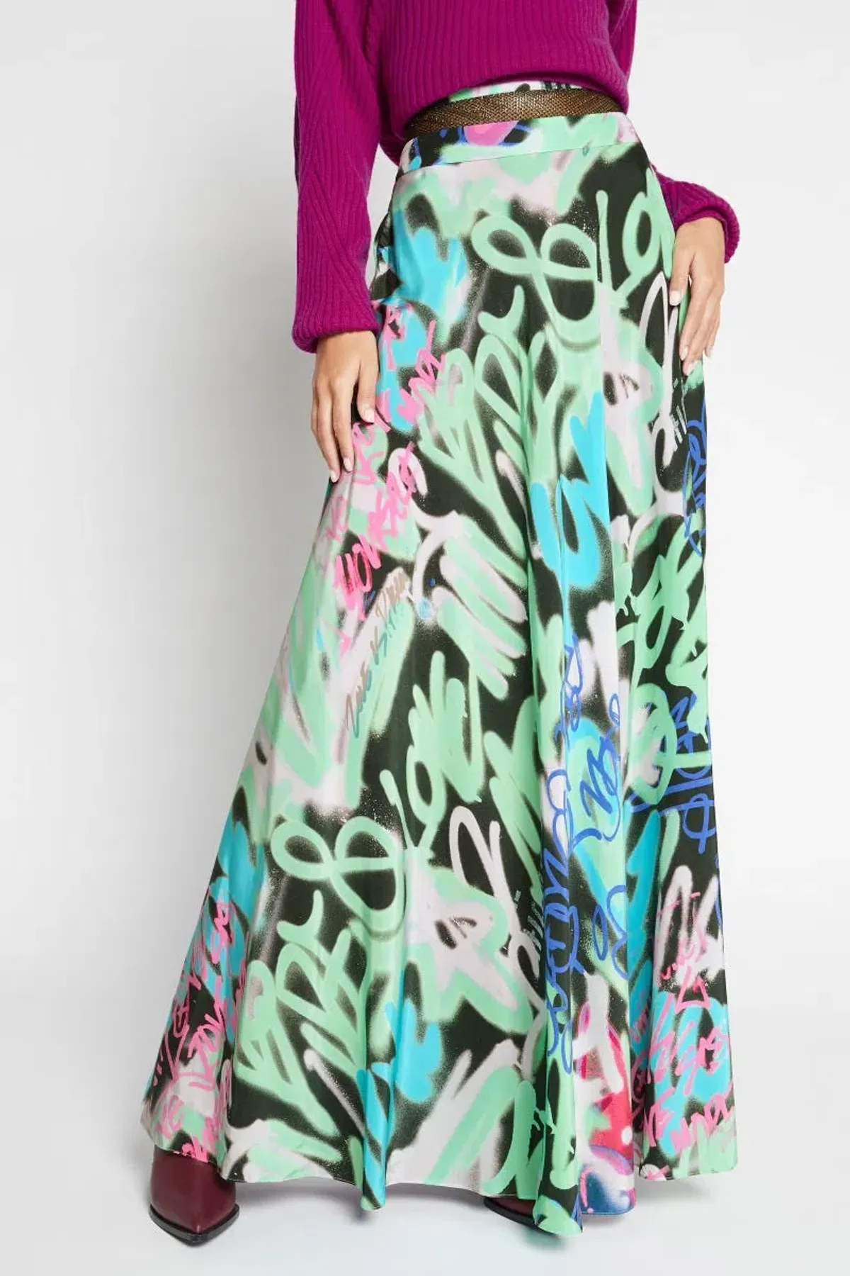 Sass and Bide Graffiti Speaks Maxi Skirt Multi Size 8 - Image 4