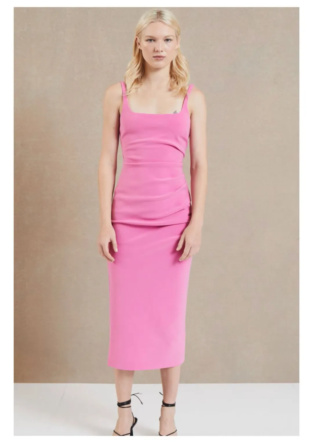 Bec & Bridge Karina Tuck Midi Dress Pink Size 8 for rent on The Volte - main image