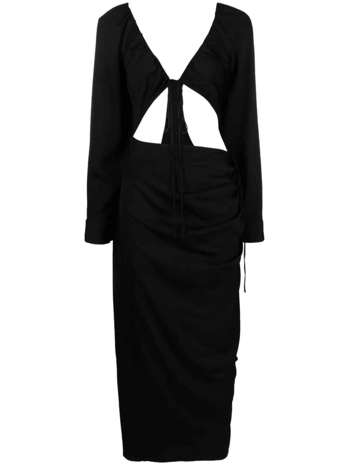 Christopher Esber Ruched Floating Sleeve Tie Dress Black Size 8 - Image 5