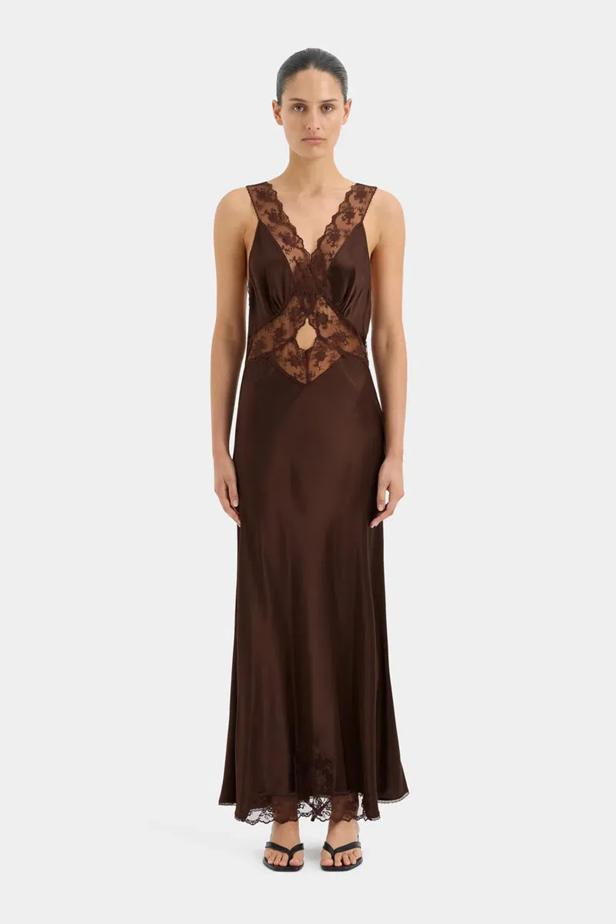 Sir the Label Aries Cut Out Gown Chocolate Brown Size 3/ AU 12 - Image 1