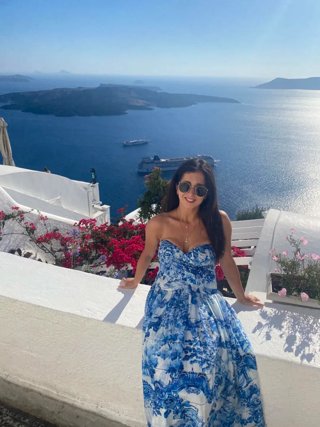 HUGO BOSS Vivilera Chinese Garden Midi Skirt blue and white pattern size 6 for rent on The Volte - main image