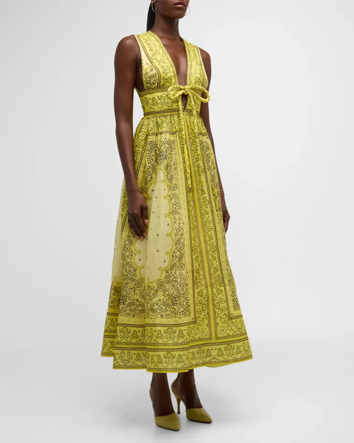 Zimmermann Matchmaker Bow Long Dress in Yellow Bandana Size 0 / AU 8 - Image 1