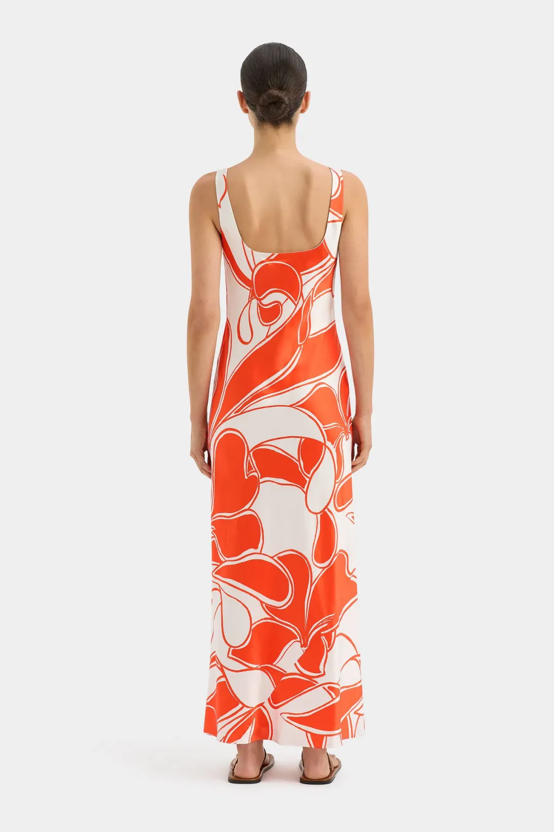 Sir the Label Ramona Twist Bias Dress Orange Print Size 3 / AU 12 for rent on The Volte - main image