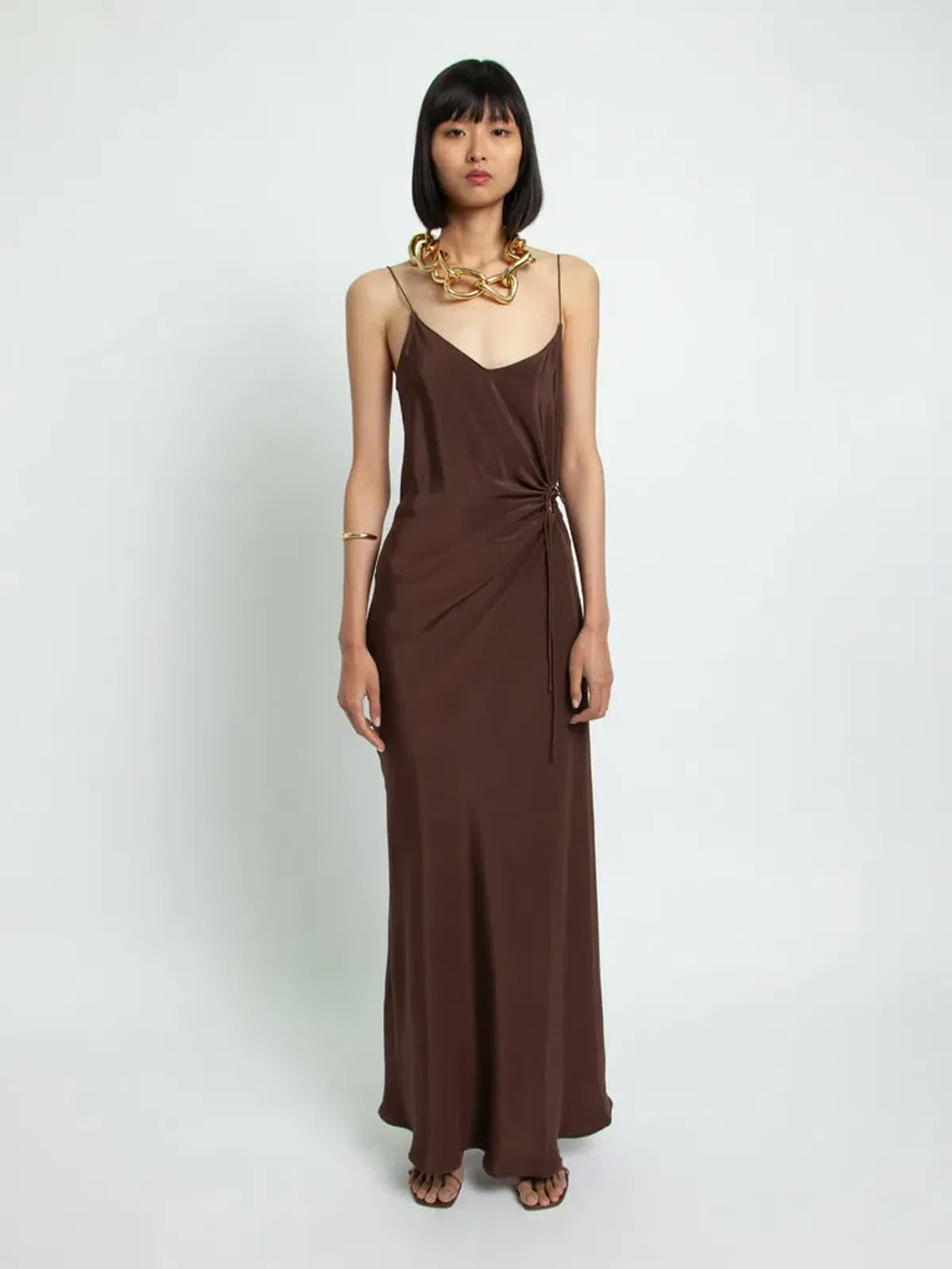 Christopher Esber Ruched Cami Maxi Dress Brown Size 12 - Image 1