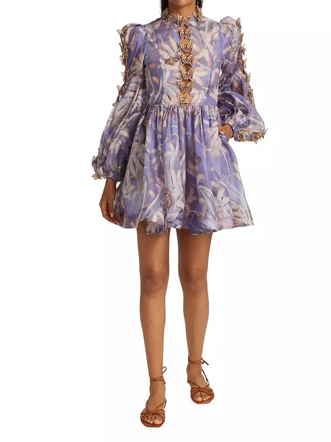 Zimmermann The Botanica Butterfly Mini Dress In Pandanus Size 0/Au 8  for rent on The Volte - main image