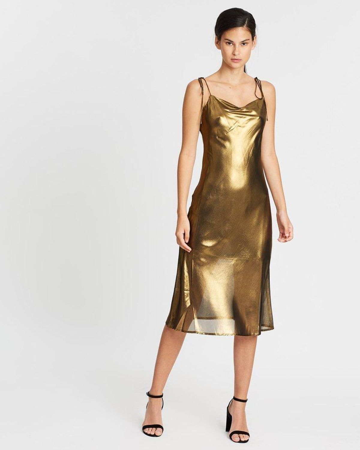 THIRD FORM Mirror Mirror Bias Slip Dress in Brass - Image 1