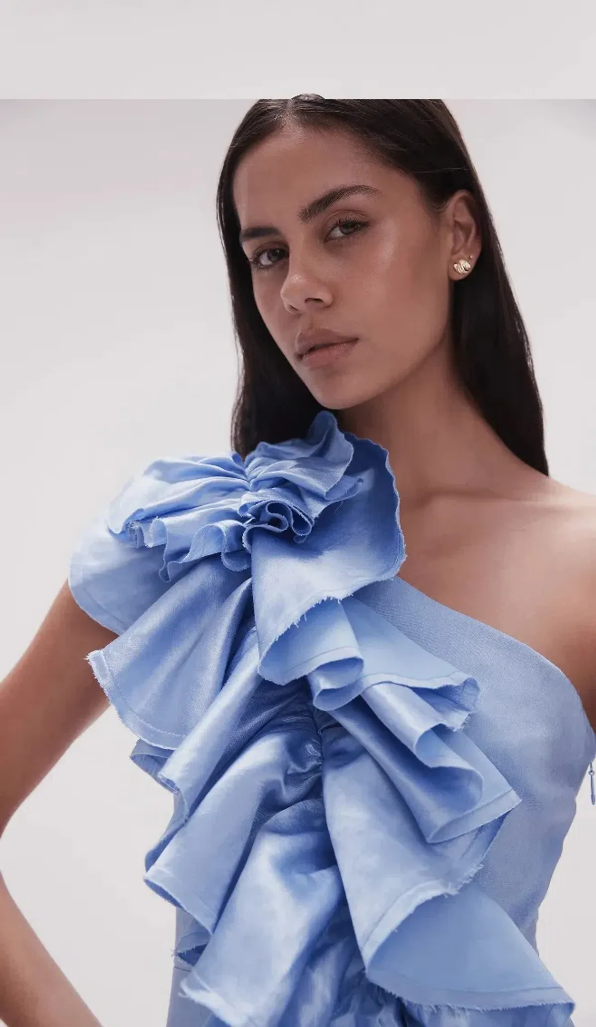 Aje Adelia Ruffle Midi Dress Blue Size 14 - Image 2