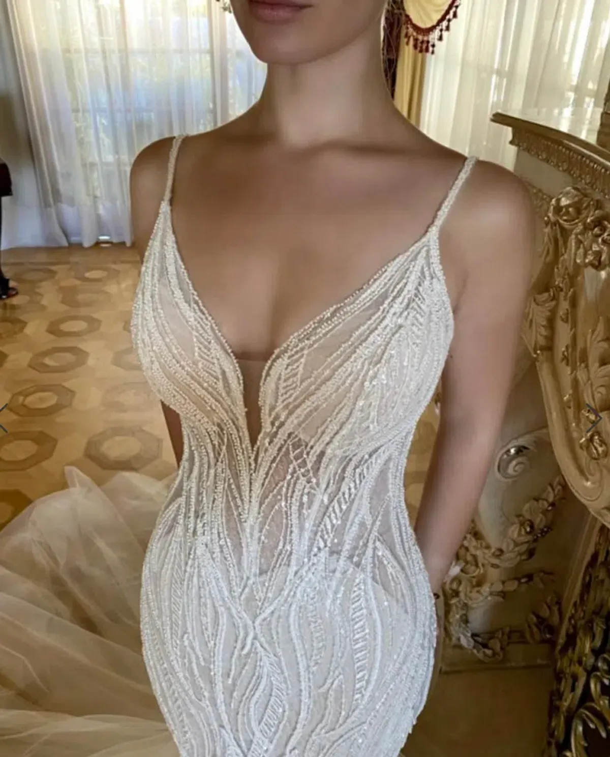 Badgley Mischka Esther Wedding Dress Ivory Size 8  - Image 6