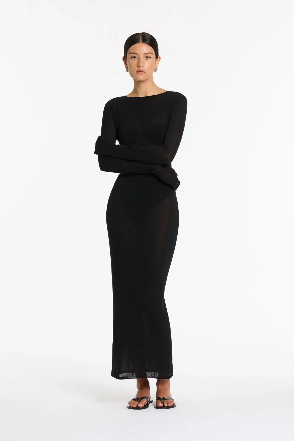 Sir The Label Eva Knit Midi Dress Black Size 6  - Image 1