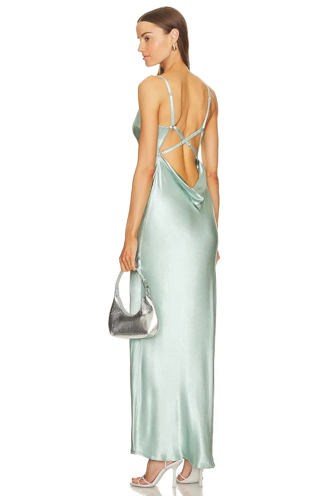 Bec & Bridge Malia Open Cross Back Maxi Dress in Seafoam Green Size XS / AU 6 for rent on The Volte - main image