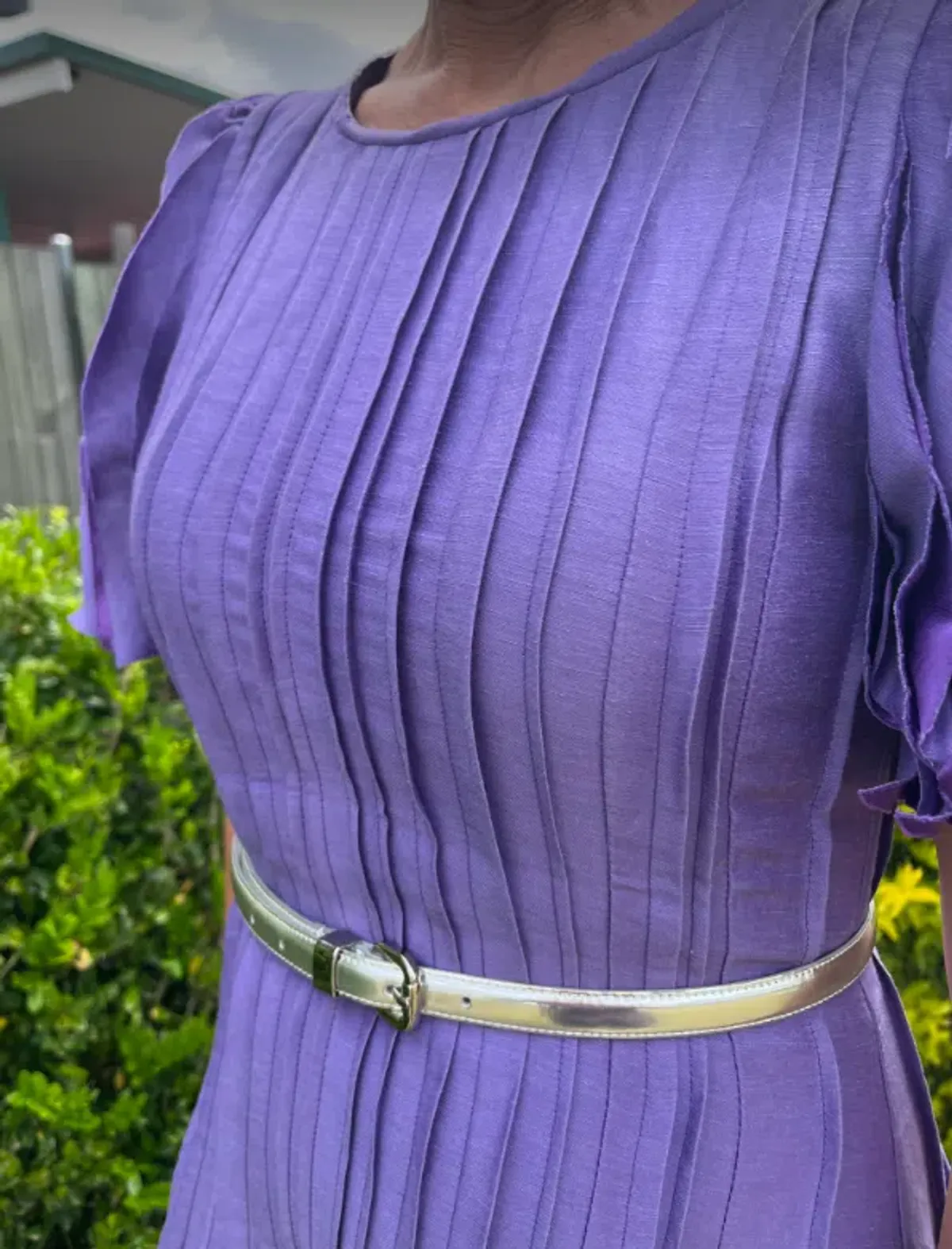 Aje Nova Pleated Midi Dress in Deep Violet Size 6 - Image 4