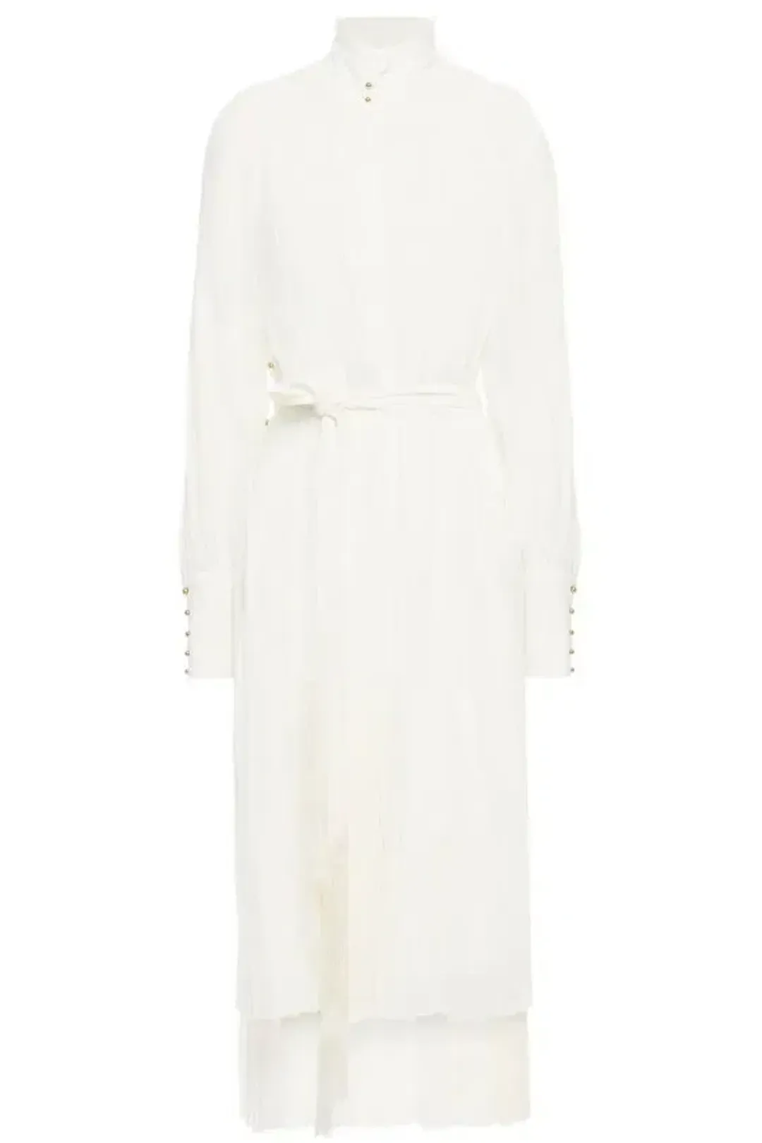Zimmermann Belted Button Detailed Plisse Chiffon Midi Dress Pearl Size 1 / AU 10 for rent on The Volte - main image