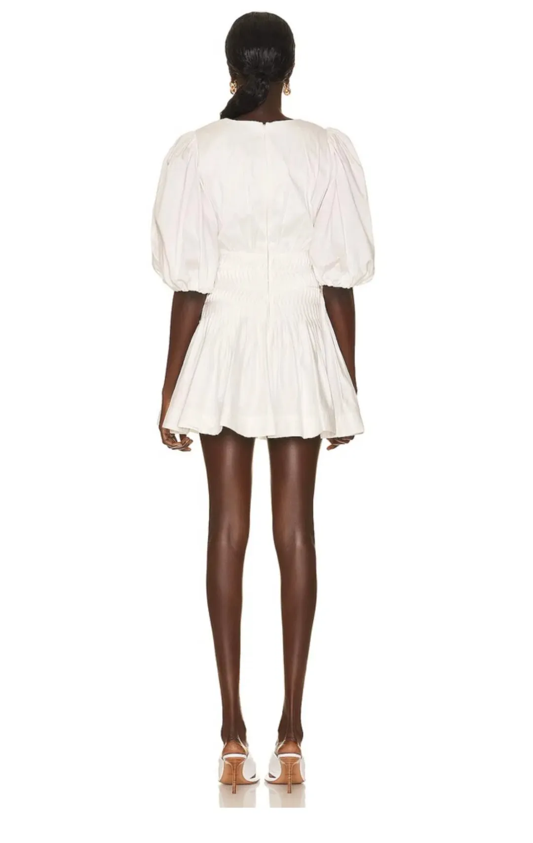 Aje Tidal Tucked Mini Dress Ivory Size 4 for rent on The Volte - main image