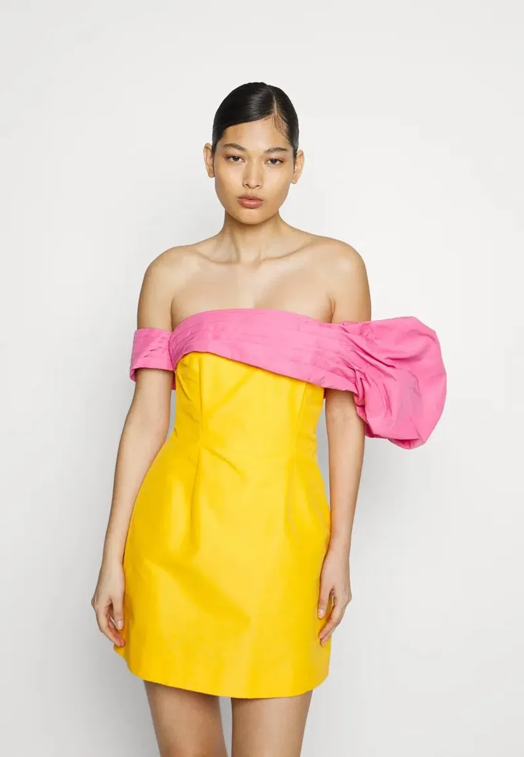 Rachel Gilbert Manuela Dress Yellow/Pink Size 8 for rent on The Volte - main image