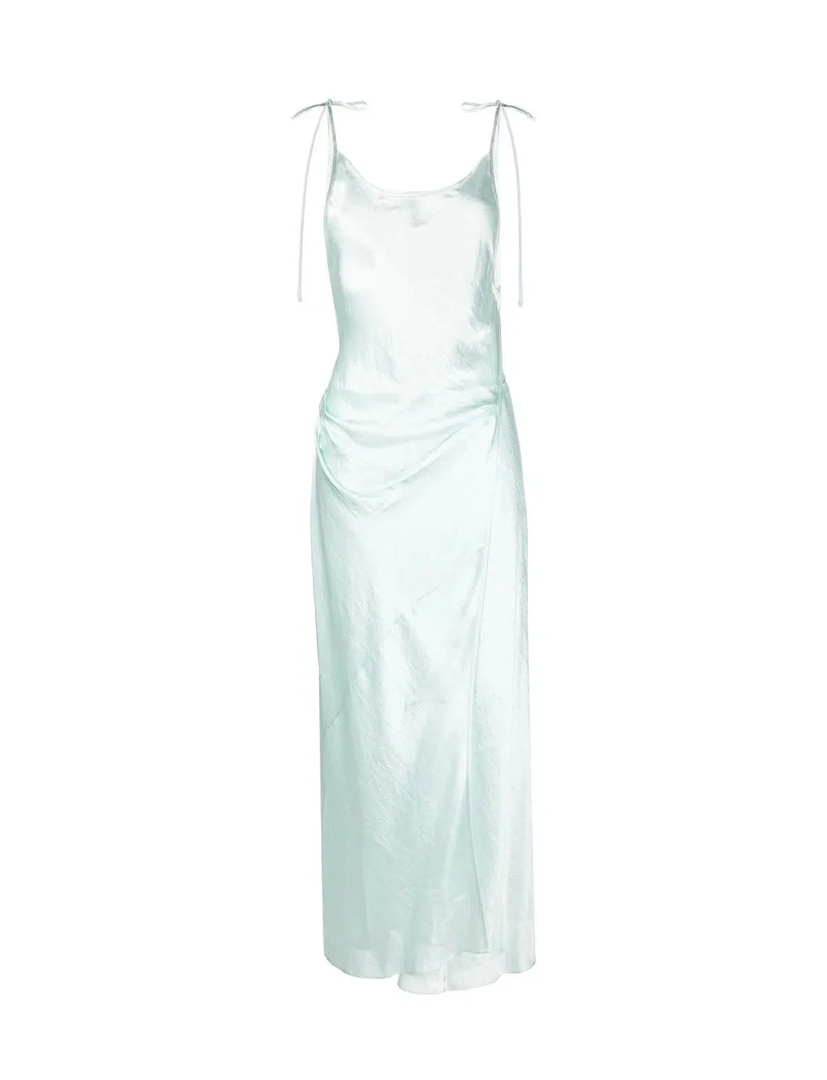 Acne Studios Sleeveless Satin Maxi Wrap Dress Mint Blue Size 6 - Image 3