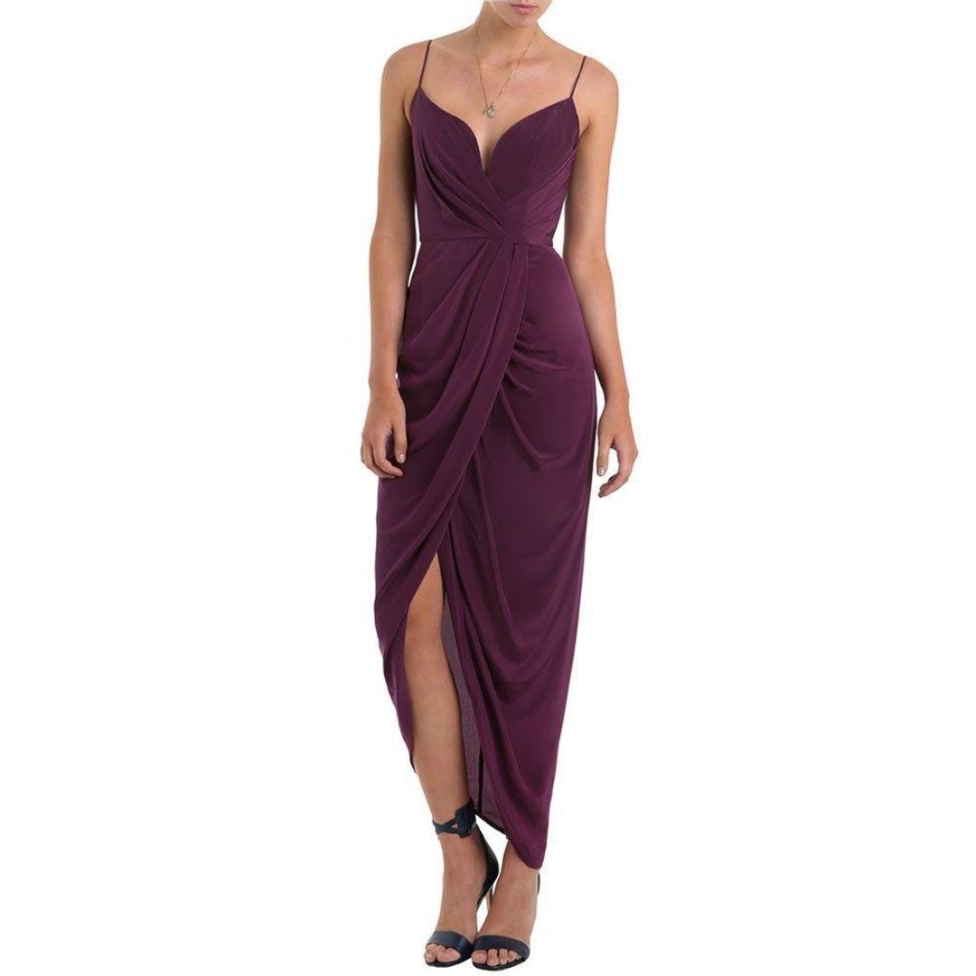 Zimmermann Silk Plunge Long Dress in Plum Size 8 for rent on The Volte - main image