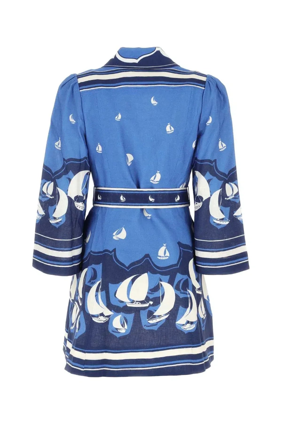 Zimmermann High Tide Mini Shirtdress Blue Sailboats Size 0/AU 8 - Image 4