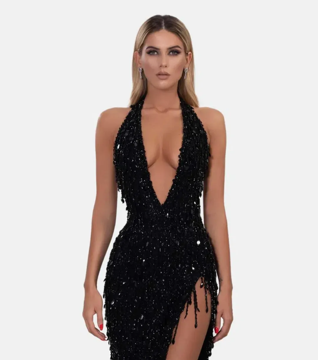 Albina Dyla Black Glamorous Dress Black Size 10 for rent on The Volte - main image