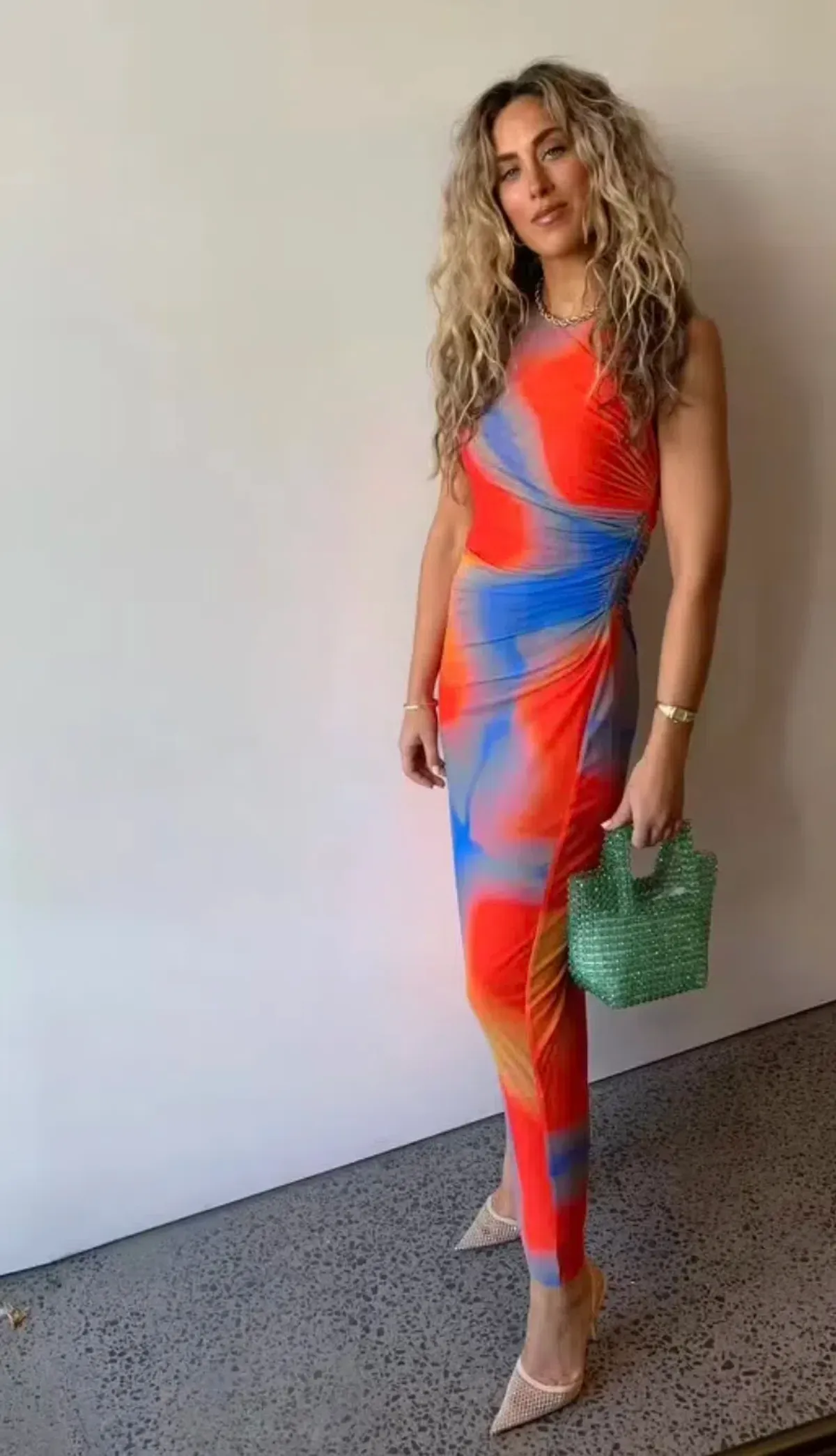 Scanlan Theodore Italian Watercolour Dress Red Blue Size 6 - Image 5