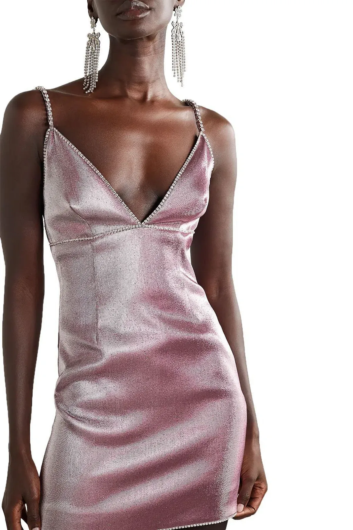 Area NYC Crystal-embellished Lurex Mini Dress Pink Size L/Au 12 - Image 3