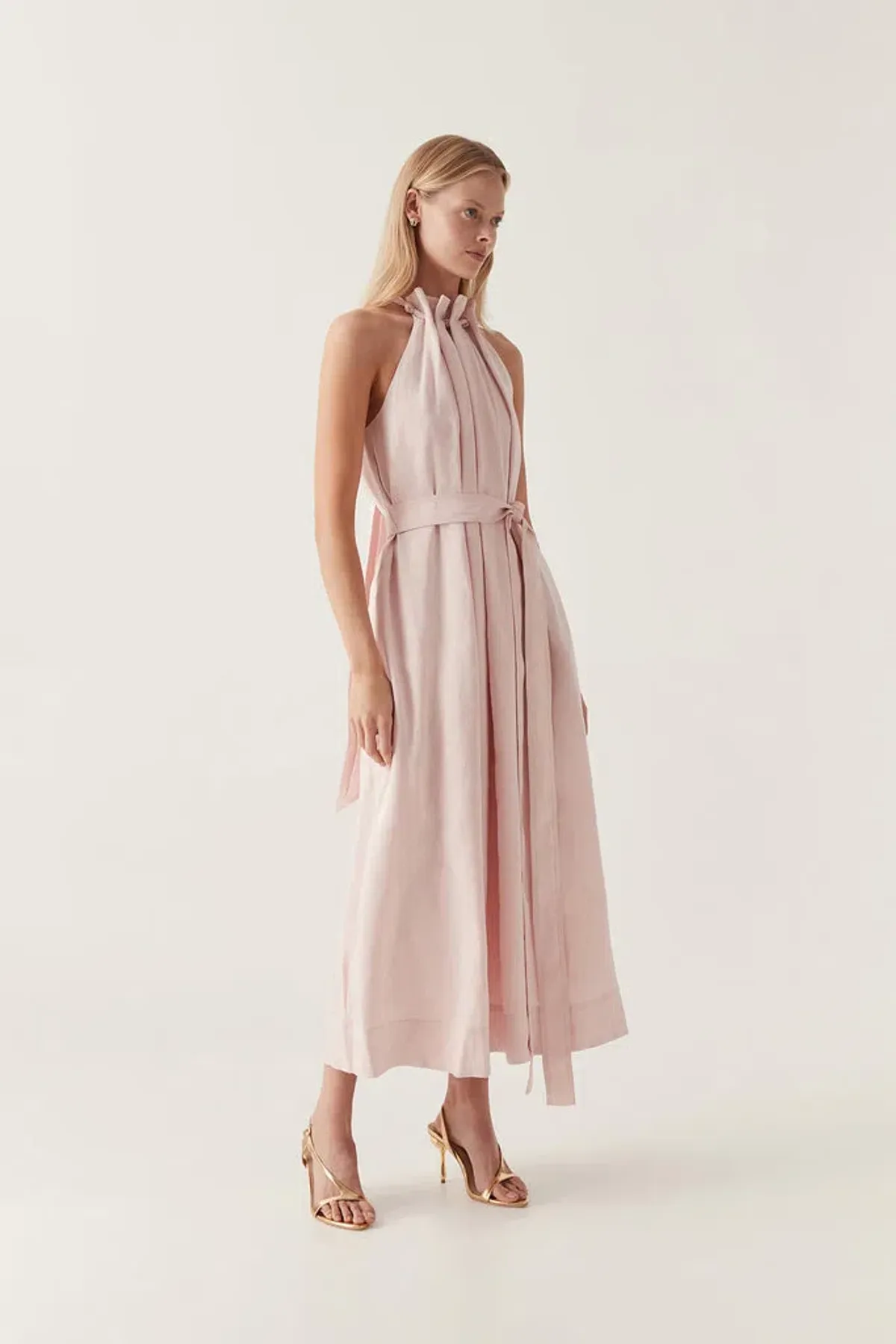 AJE Mariel Trapeze Midi Dress Soft Pink Size 8 - Image 3