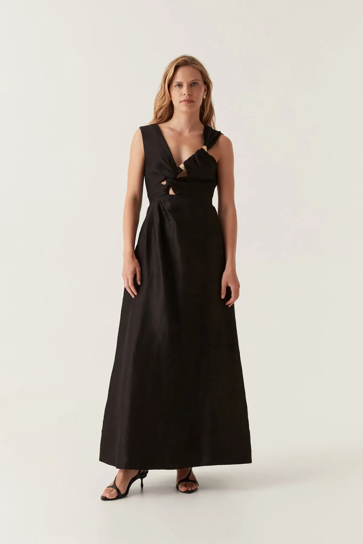 Aje Electra Scrunch Midi Dress Black Size 12 - Image 1