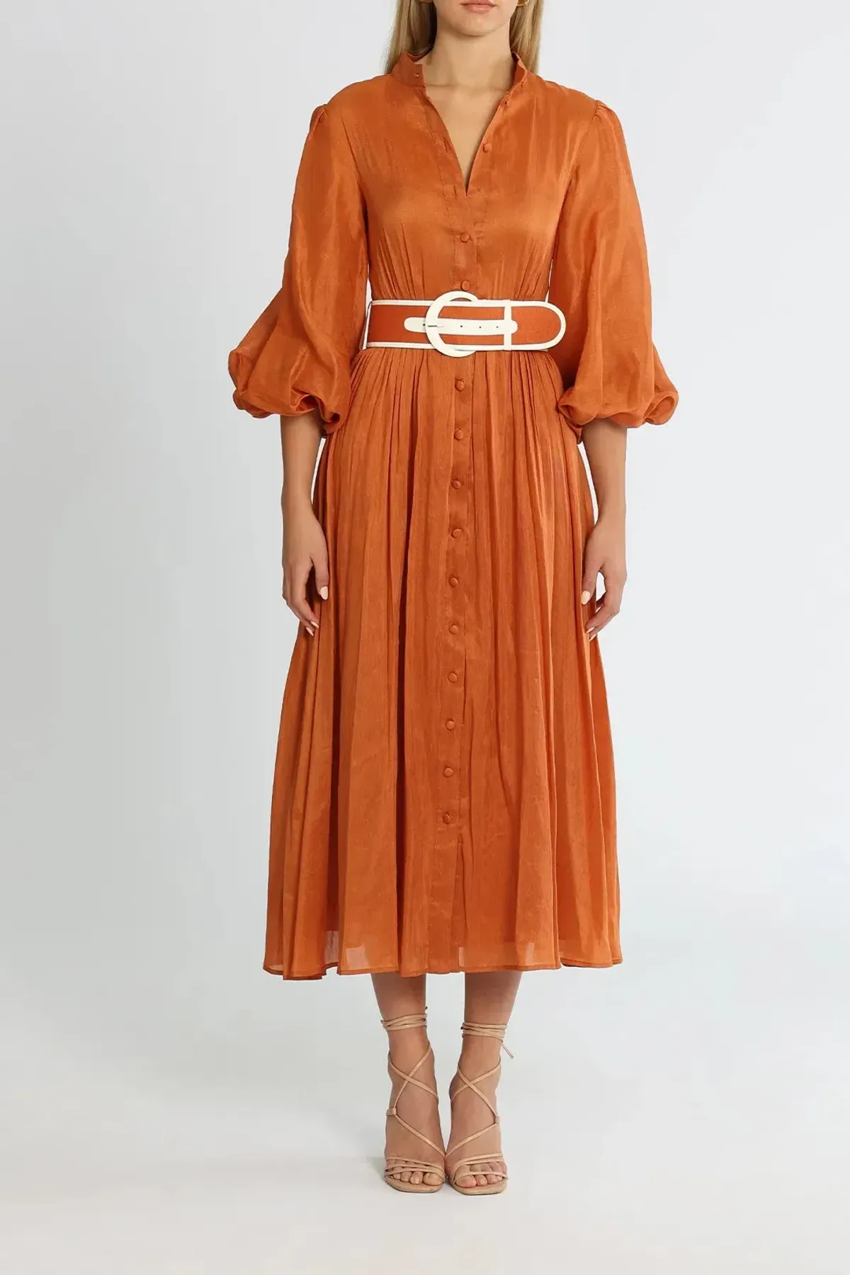 Leo Lin The Suffolk Midi Dress Cinnamon Size 6 - Image 1