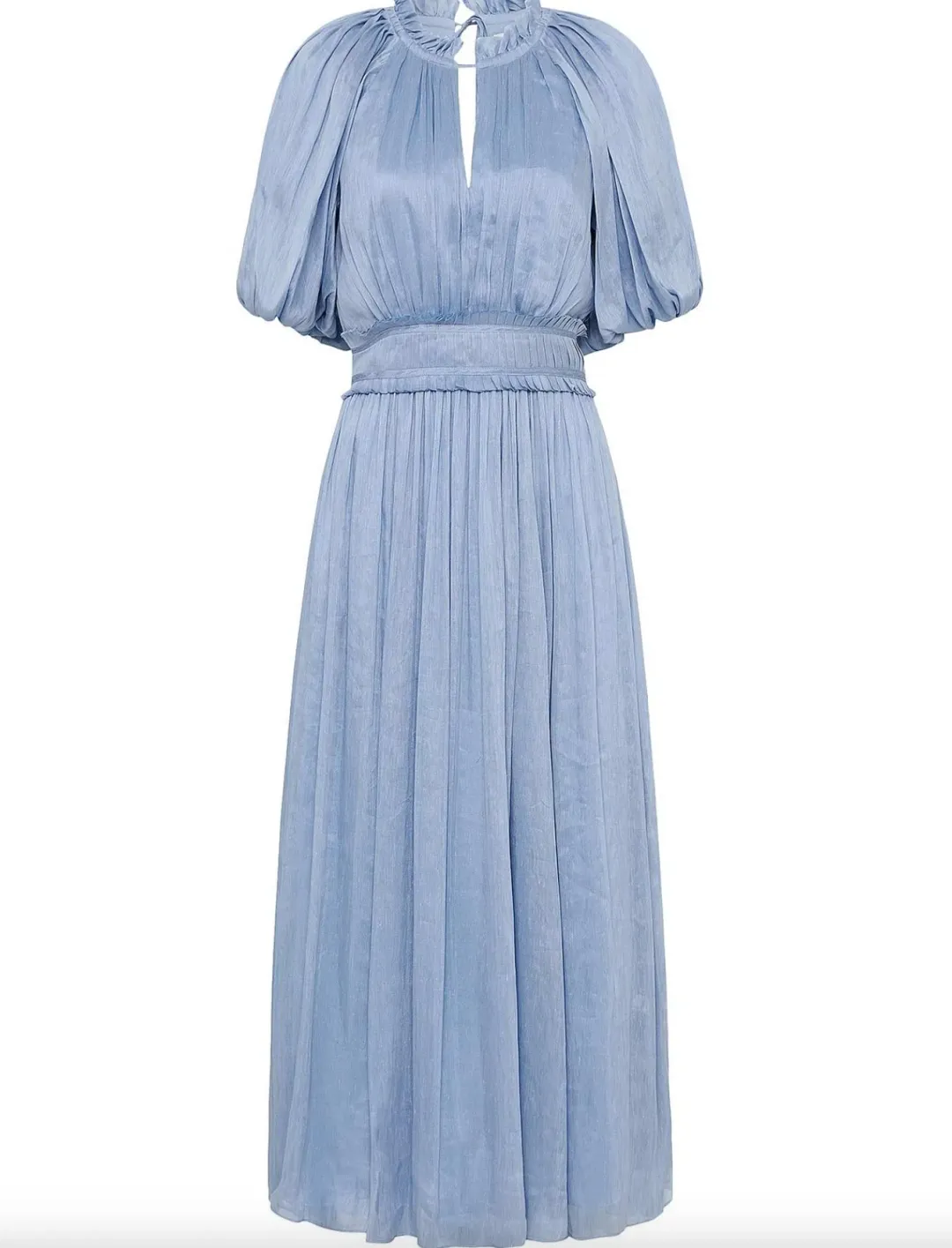 Aje Elysium Blouson Midi Dress Steel Blue Size 6 for rent on The Volte - main image