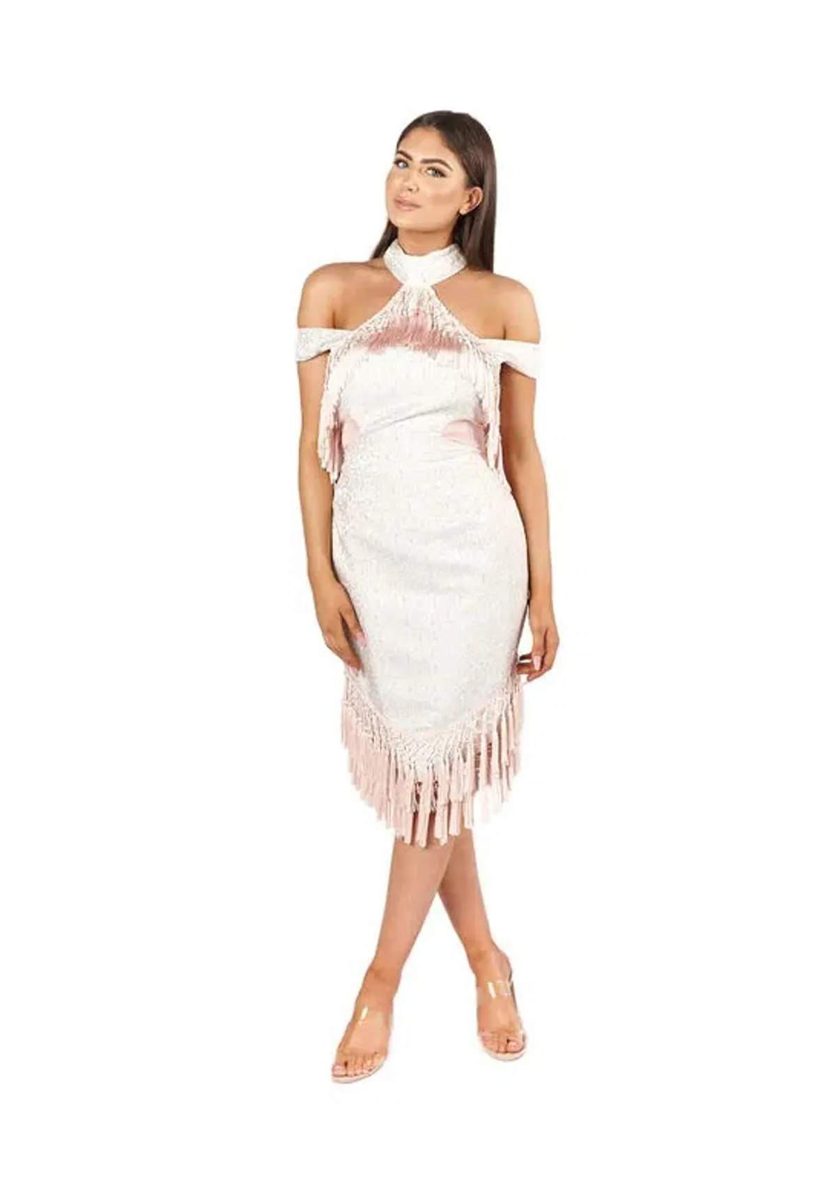 Asilio Madame Monument Tassel Dress Pink Cream Size 6 - Image 1