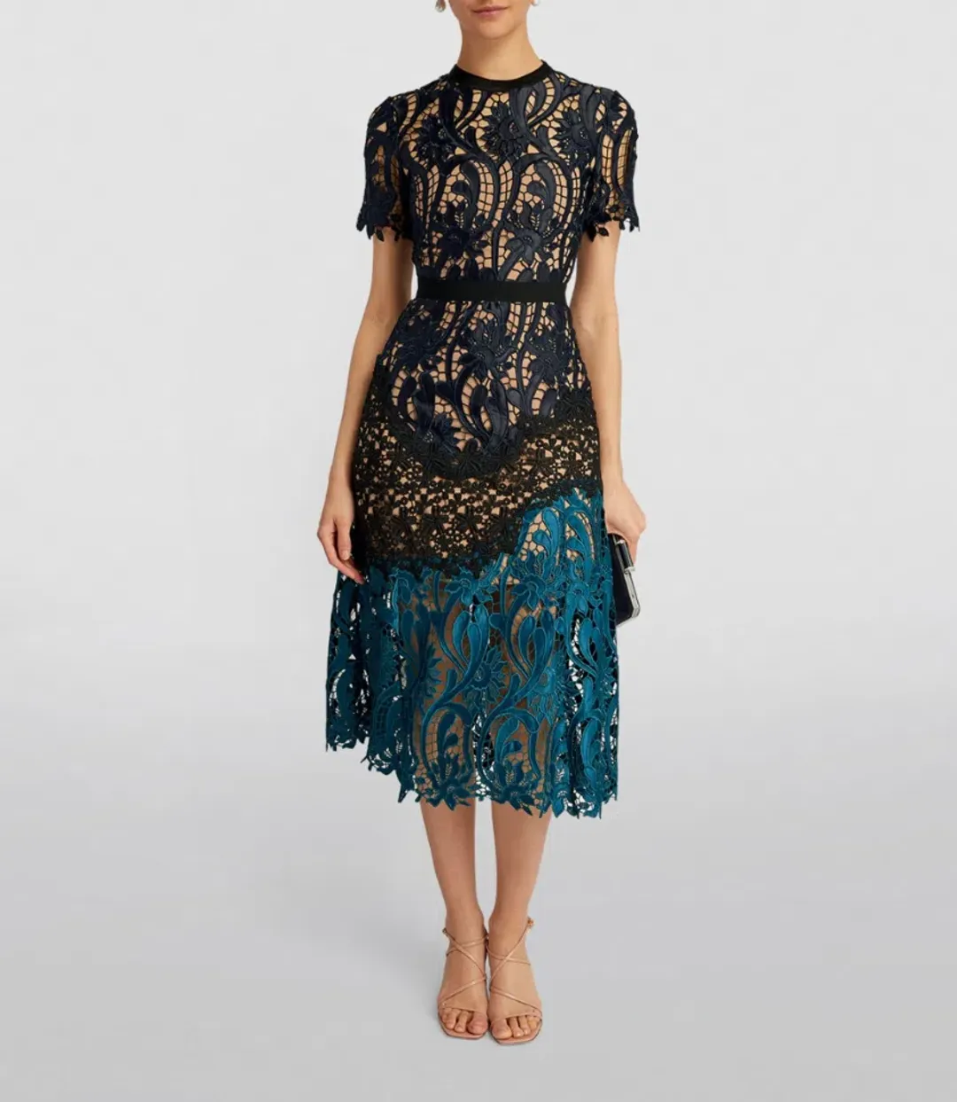 Self Portrait Lace Prairie Guipure Midi Dress Floral Size 8 for rent on The Volte - main image