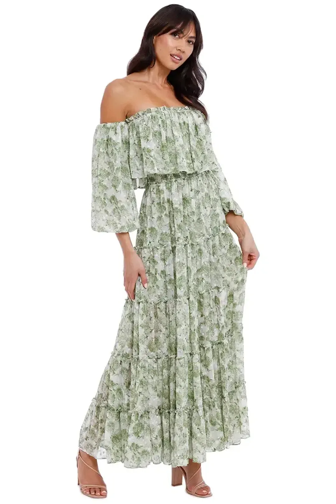 Misa LA Cassandra Dress in Floral Green Size 12 for rent on The Volte - main image