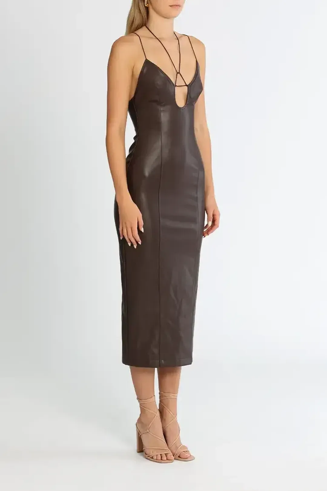 MISHA Cary Midi Dress in Chocolate Brown Size 6/XS for rent on The Volte - main image