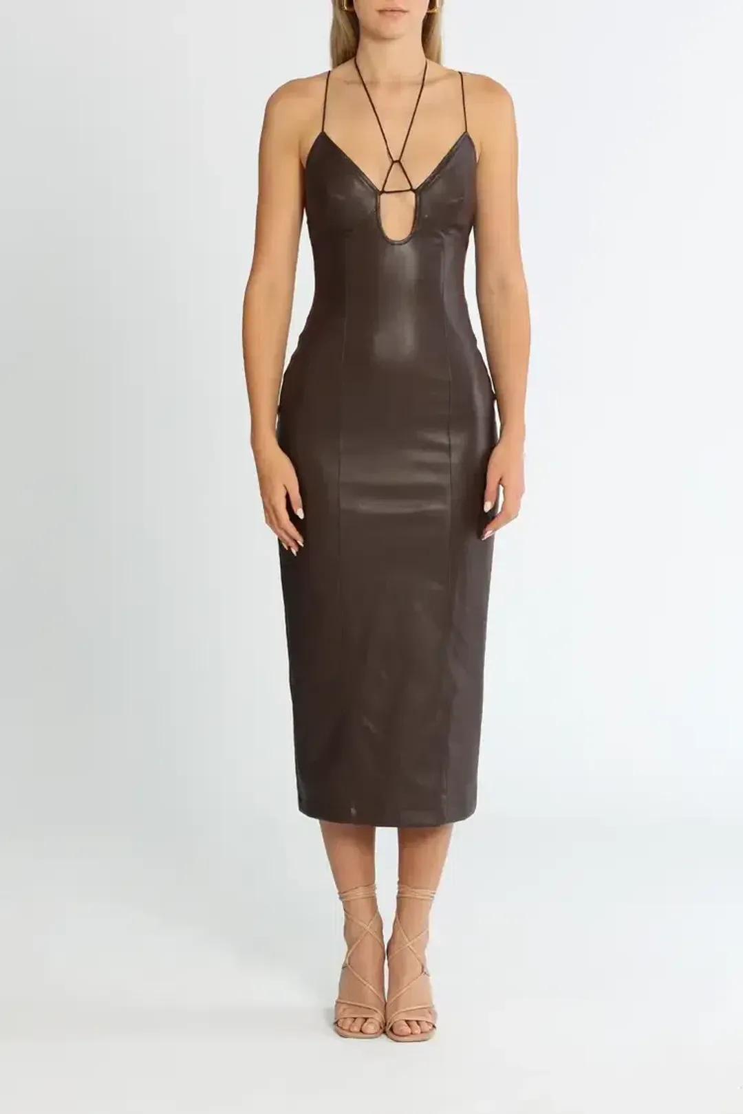 MISHA Cary Midi Dress in Chocolate Brown Size 6/XS for rent on The Volte - main image