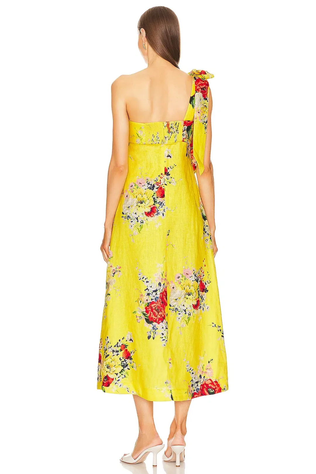 Zimmermann Alight Asymmetric Midi Dress Yellow Size 0 / AU 8 for rent on The Volte - main image