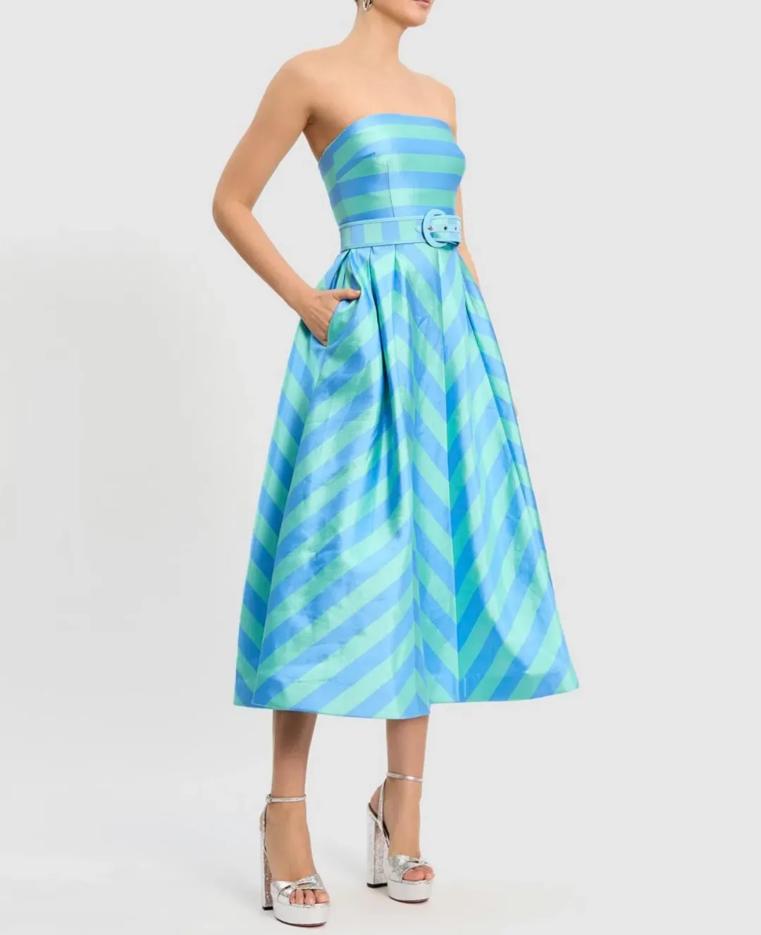 Rebecca Vallance Seychelles Midi Dress Blue Size AU 10 for rent on The Volte - main image