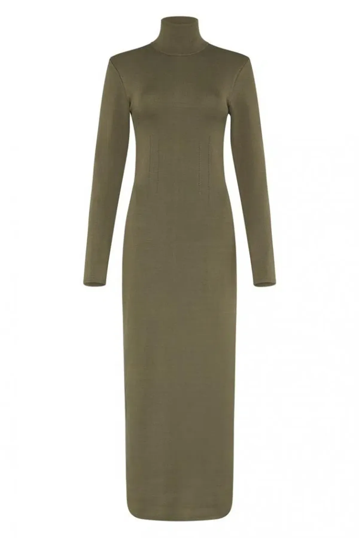 Aje Anika Fitted Knit Dress Khaki Size Xs / Au 6 - Image 3