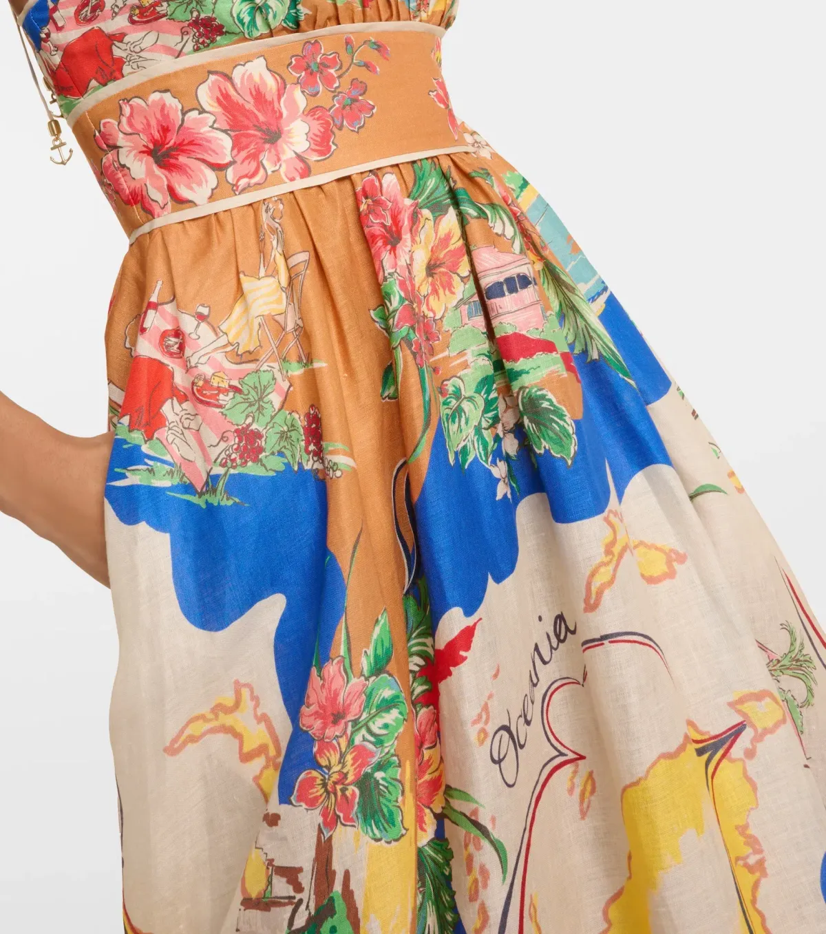 Zimmermann Alight Picnic Midi Dress Nautical Map Print Size 0 / AU 8 - Image 4