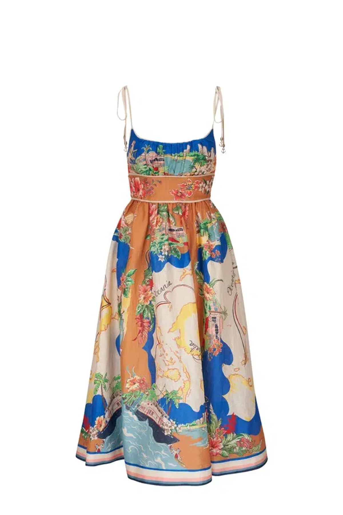 Zimmermann Alight Picnic Midi Dress Nautical Map Print Size 0 / AU 8 - Image 5