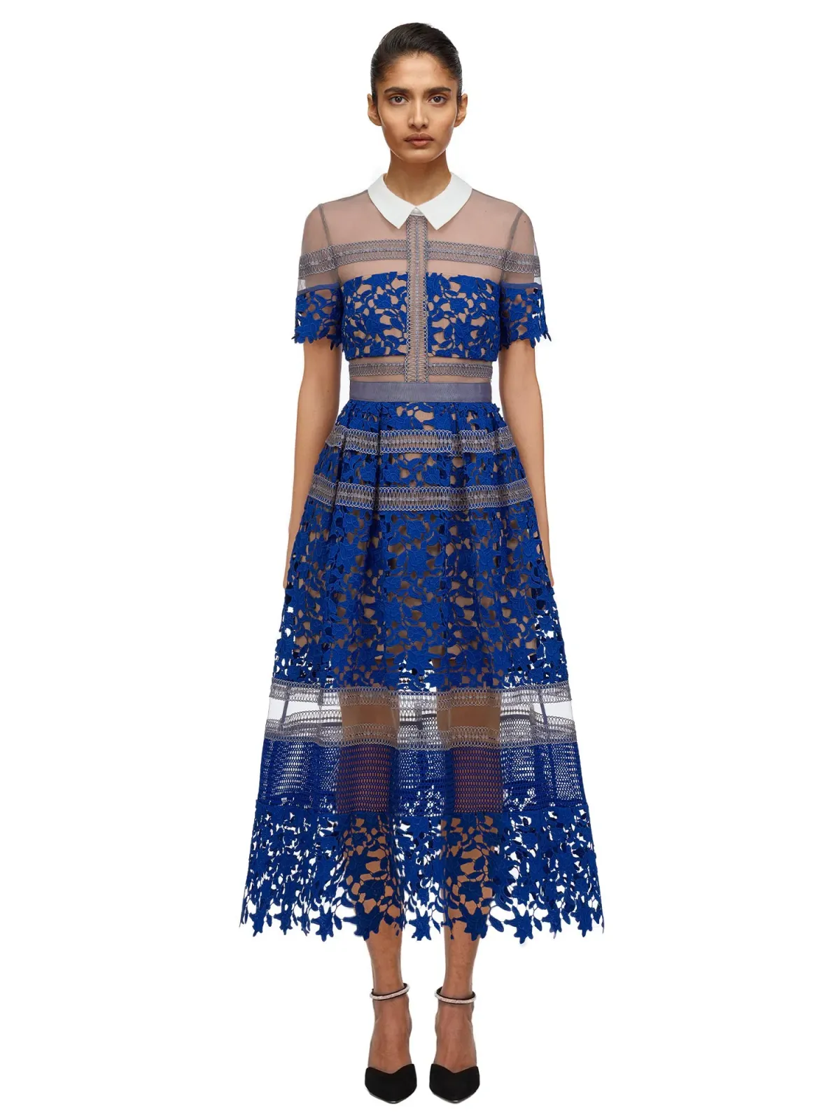 Self Portrait Liliana Dress Blue Lace Size 8 - Image 1