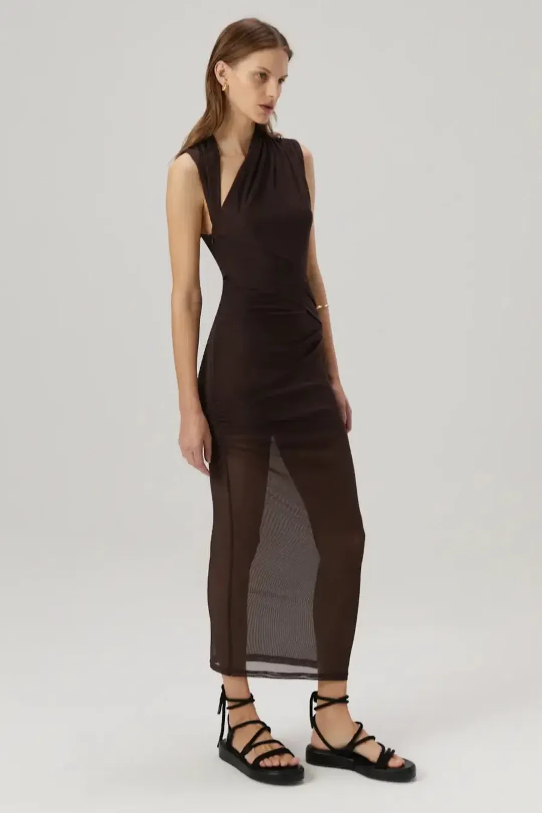 Misha Tillie Midi Dress Brown Size 10/M for rent on The Volte - main image