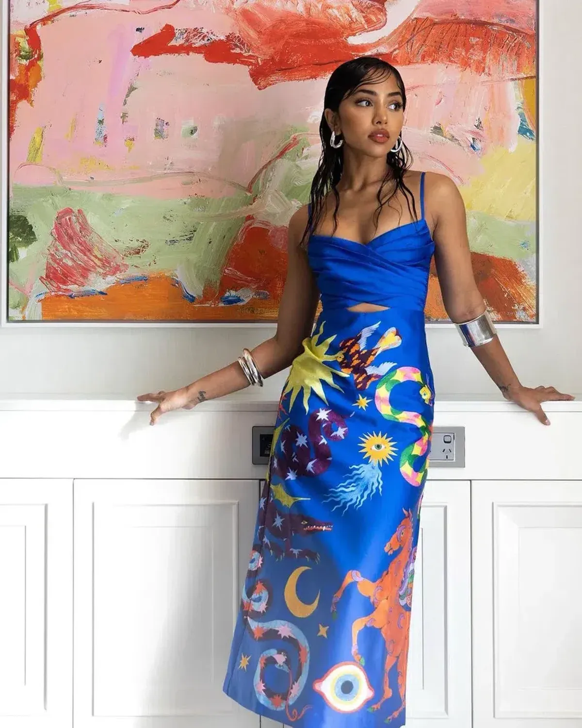 Alemais Guardian Dress Blue Print Size AU 14 - Image 1