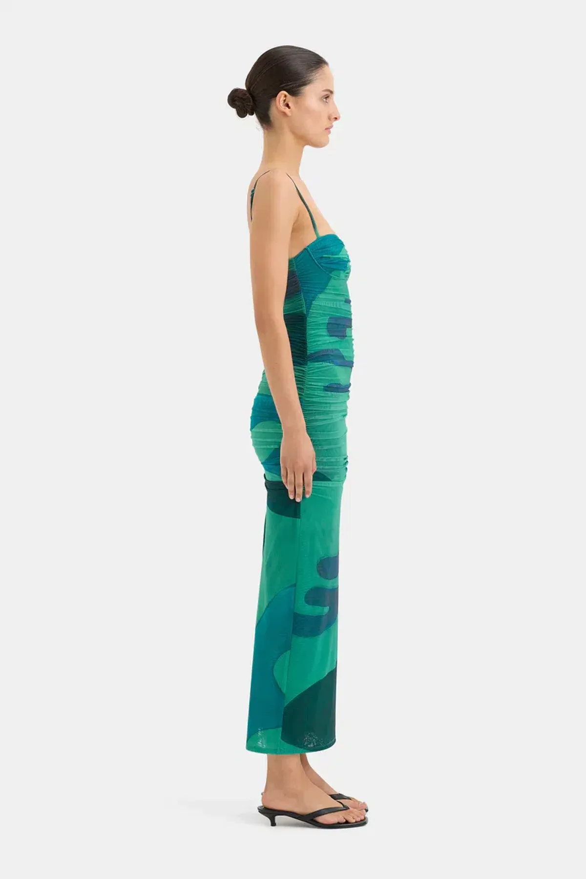 Sir The Label Frankie Gathered Midi Dress Emerald Reflection Size 1 / AU 8 - Image 3