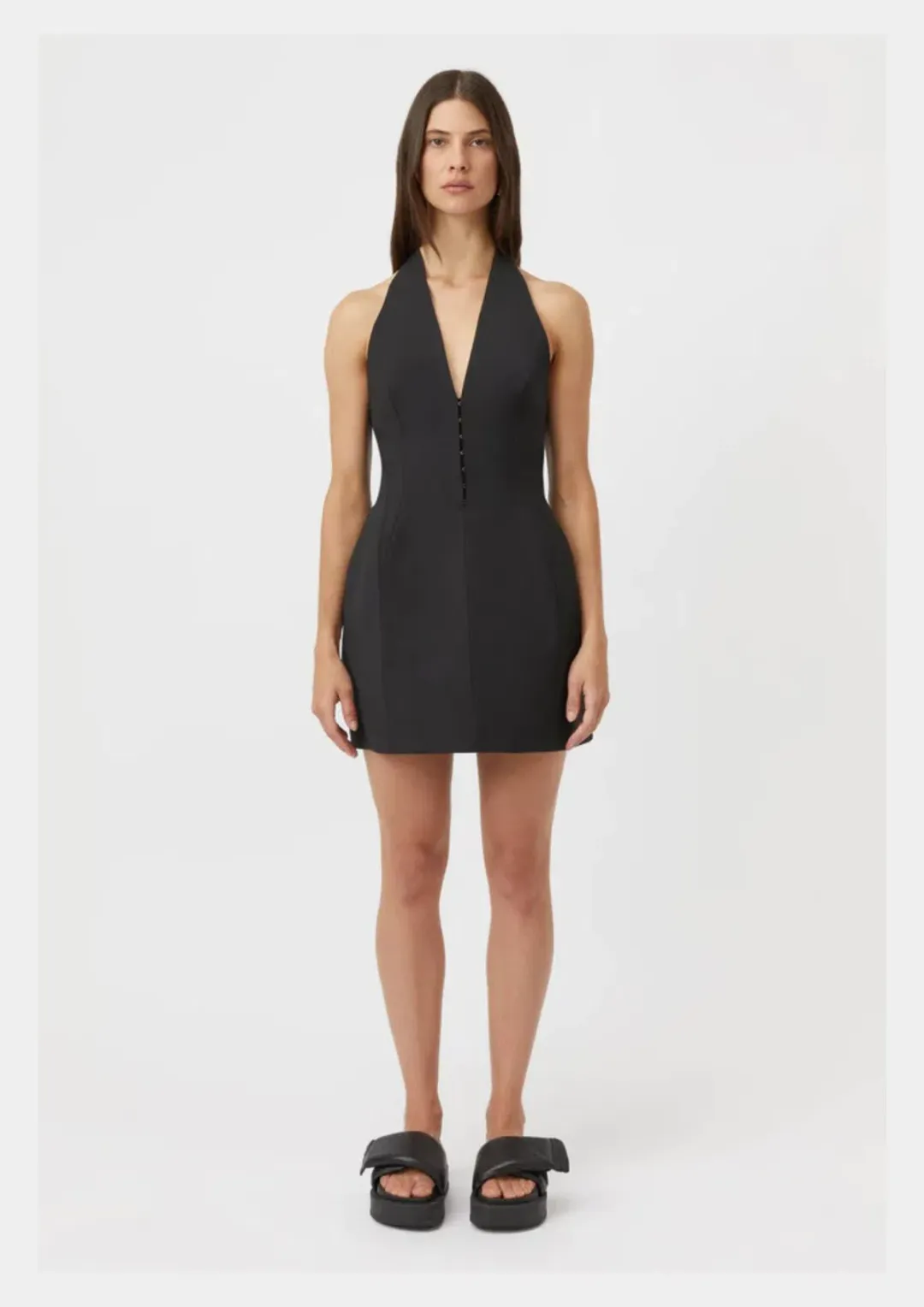 Camilla And Marc Petra Halterneck Mini Dress in Black Size AU 10 for rent on The Volte - main image