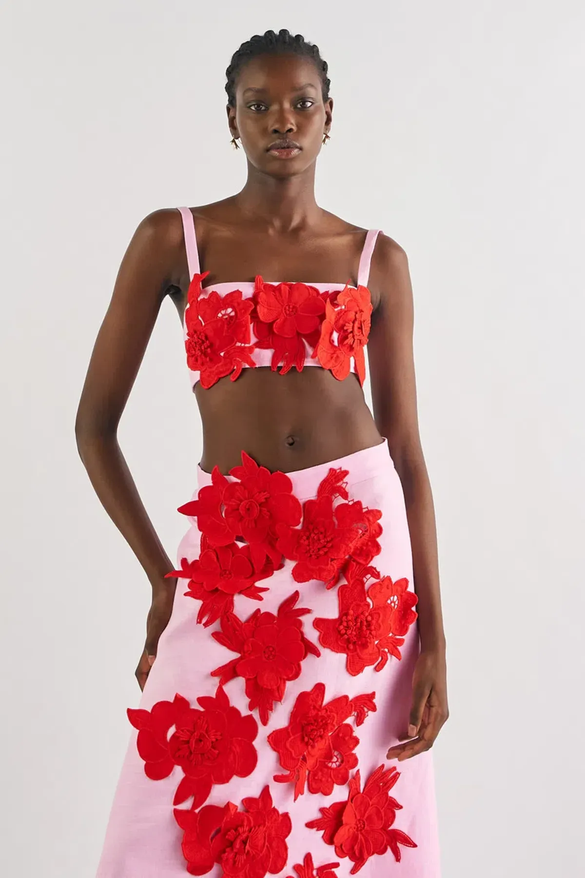 Oroton 3D Flower Bralette Crop in Rose/Poppy Size AU 10 - Image 3