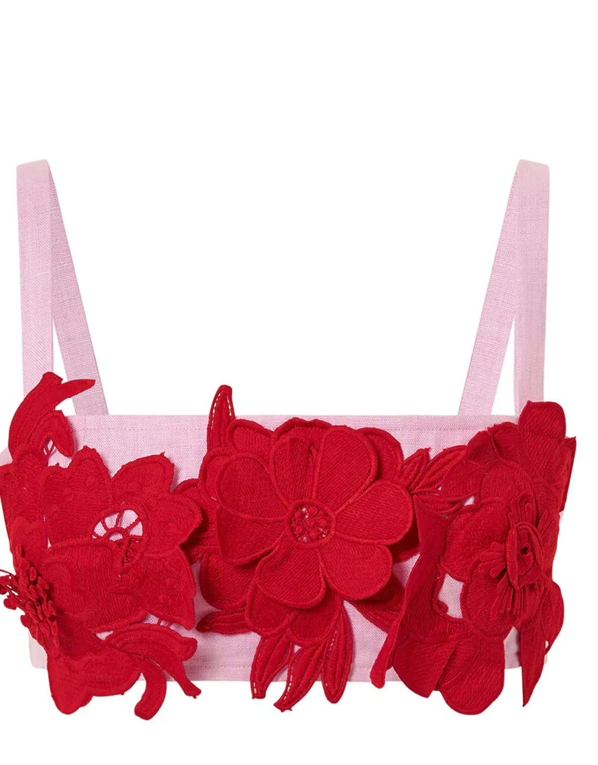 Oroton 3D Flower Bralette Crop in Rose/Poppy Size AU 10 - Image 4