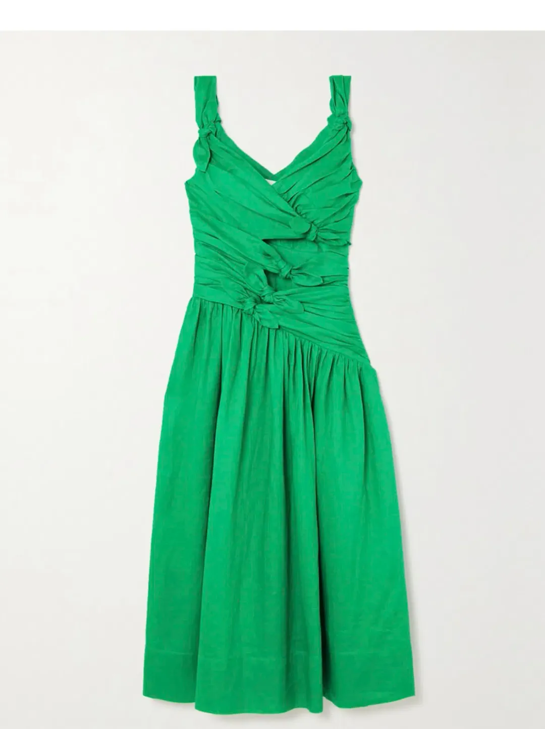 Zimmerman Tiggy Bow Linen Dress Green Size AU 8 for rent on The Volte - main image