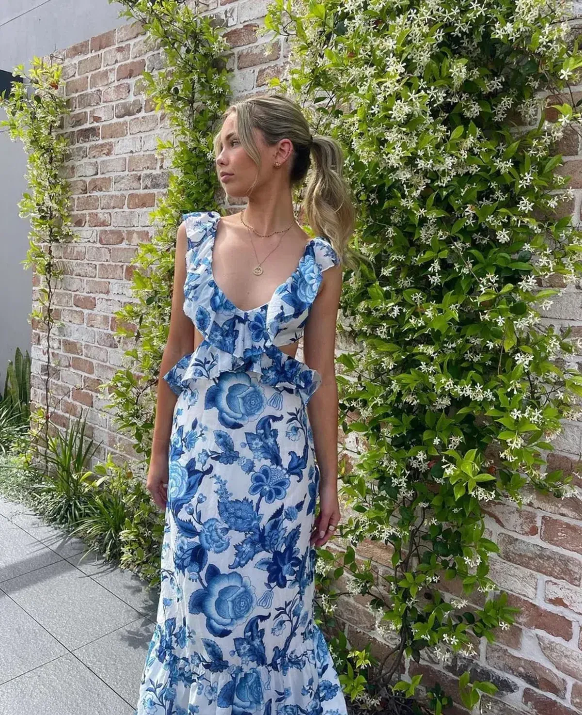 Sir The Label Amaris Frill Midi Dress Blue Size AU 10 - Image 5