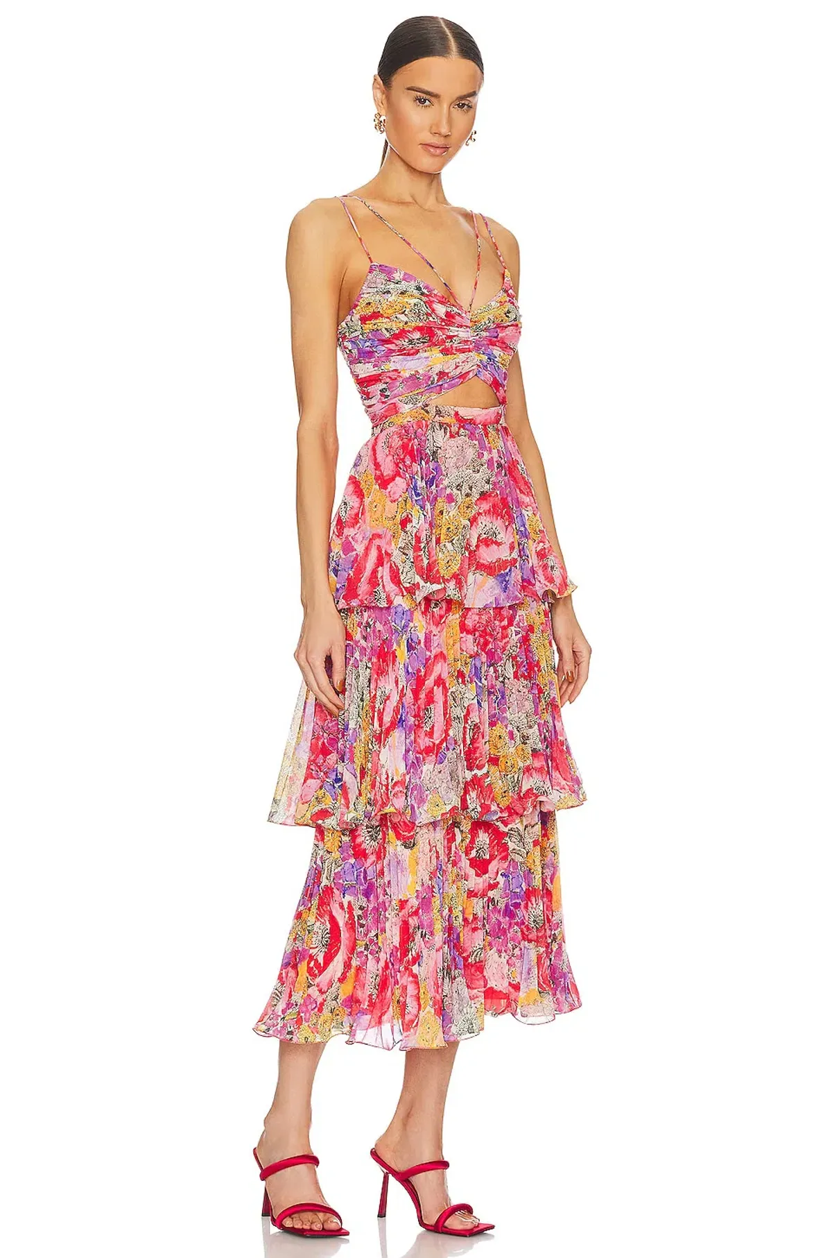 Amur Luke Pleated Tier Dress Floral Size AU 8 - Image 2