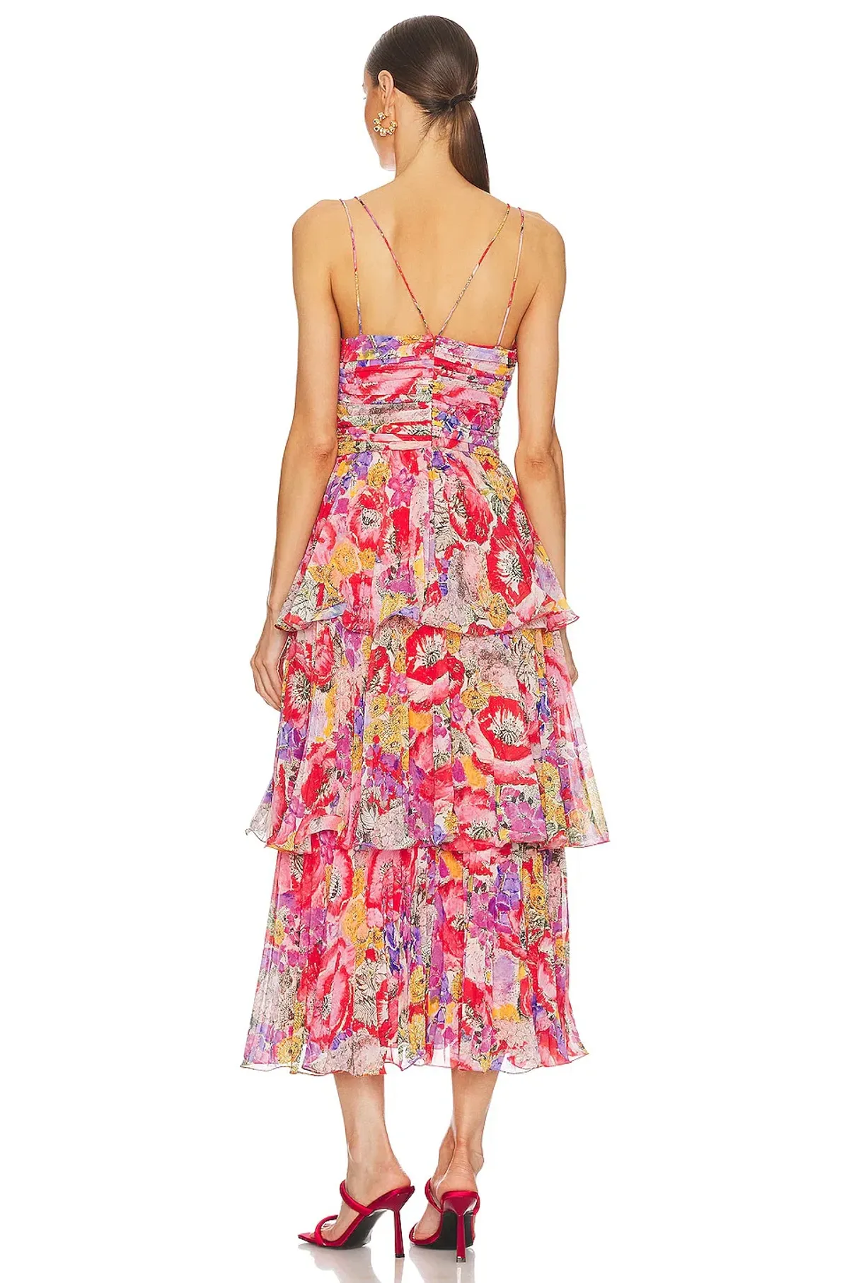 Amur Luke Pleated Tier Dress Floral Size AU 8 - Image 3